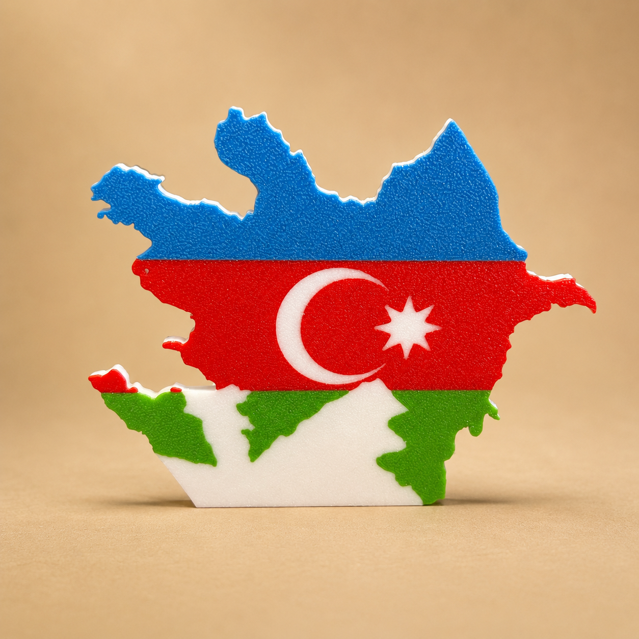 Azerbaycan Haritası Masaüstü Dekor – Bayraklı 3D Obje