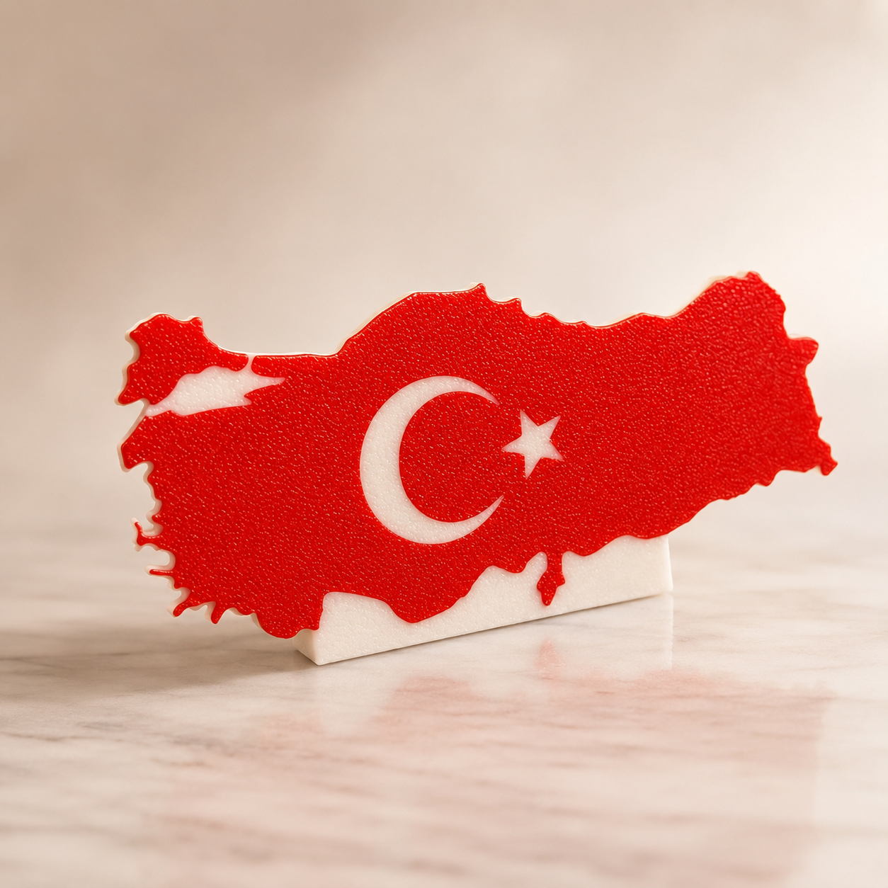 Türkiye haritası formunda ay-yıldızlı masaüstü bayrak dekoru