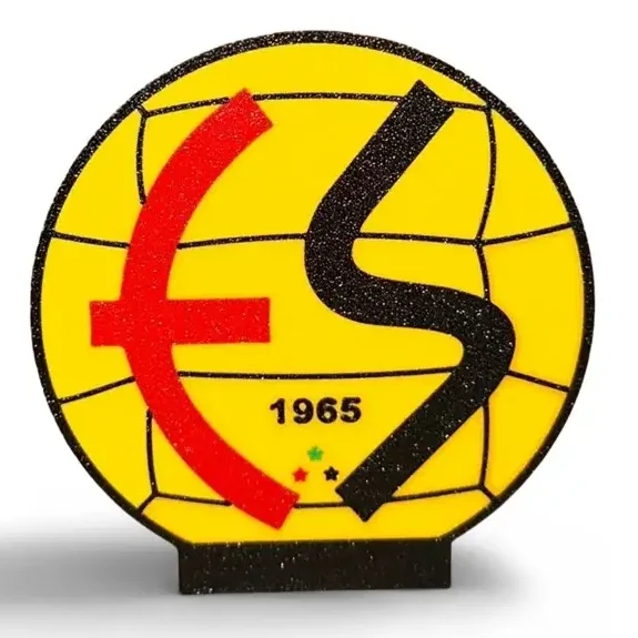 Eskişehirspor Arma Logo – 3D Baskı Masaüstü Dekoratif Stand - Kırmızı Siyah Taraftar Hediyelik Ürün