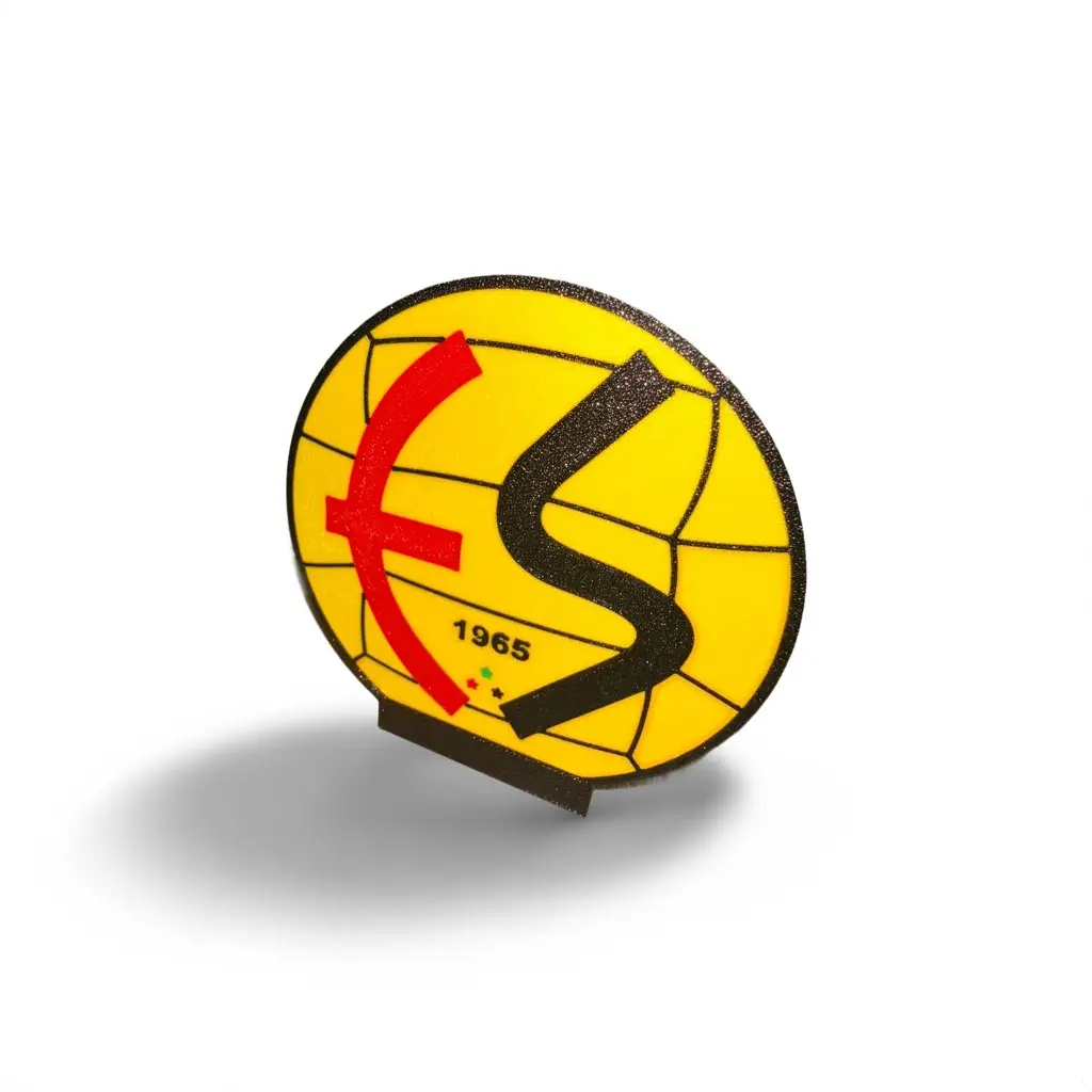 Eskişehirspor Arma Logo – 3D Baskı Masaüstü Dekoratif Stand - Kırmızı Siyah Taraftar Hediyelik Ürün - Görsel 3