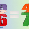 3D baskı Montessori sayı bloklarıyla oluşturulmuş 3+2+6=4+7 toplama işlemi örneği, renkli PLA malzeme.