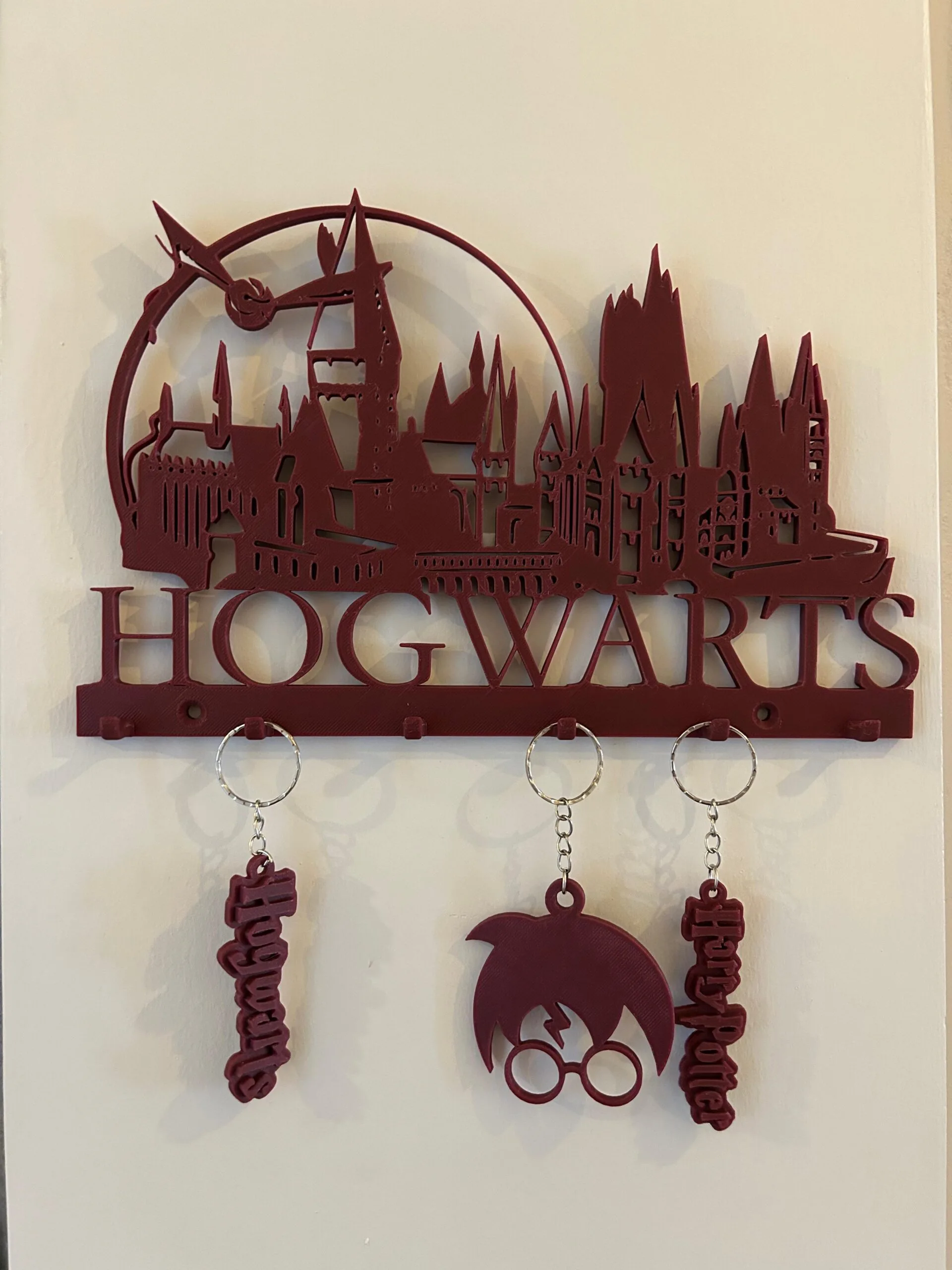 Harry Potter Hogwarts Anahtarlık Askısı + 3 Anahtarlık – 3D Baskı