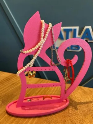 Kedili Takı Küpe Standı – 3D Baskı PLA | Dekoratif ve Şık Organizer