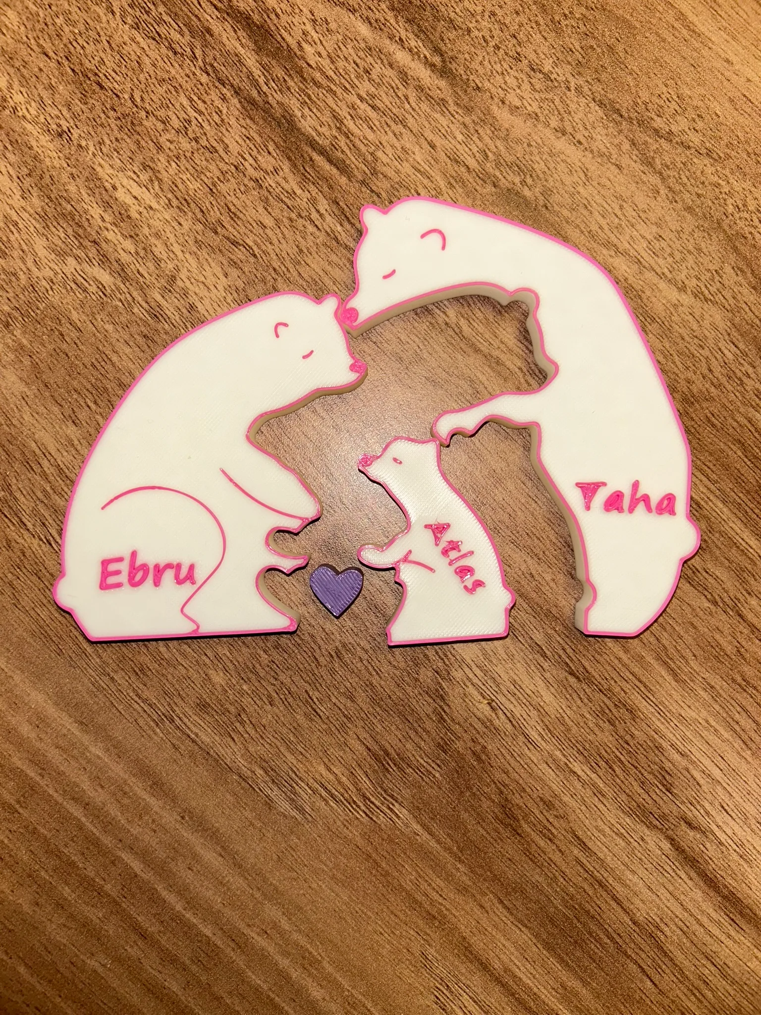 Kişiye Özel Ayıcık Aile Figürü – Anne, Baba, Bebek İsimli 3D Aile Süslemesi | Anneler Günü Hediyesi - Görsel 4