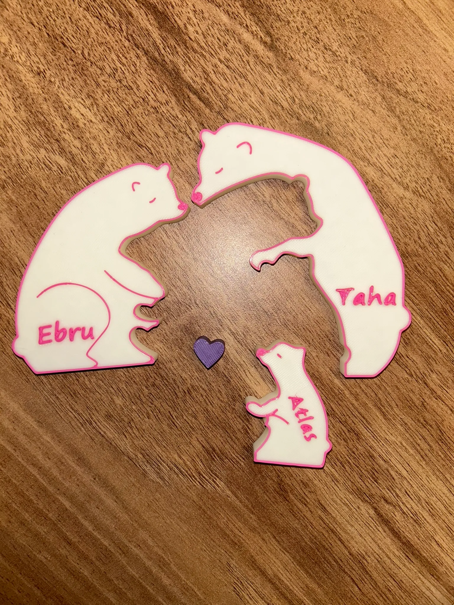 Kişiye Özel Ayıcık Aile Figürü – Anne, Baba, Bebek İsimli 3D Aile Süslemesi | Anneler Günü Hediyesi - Görsel 5