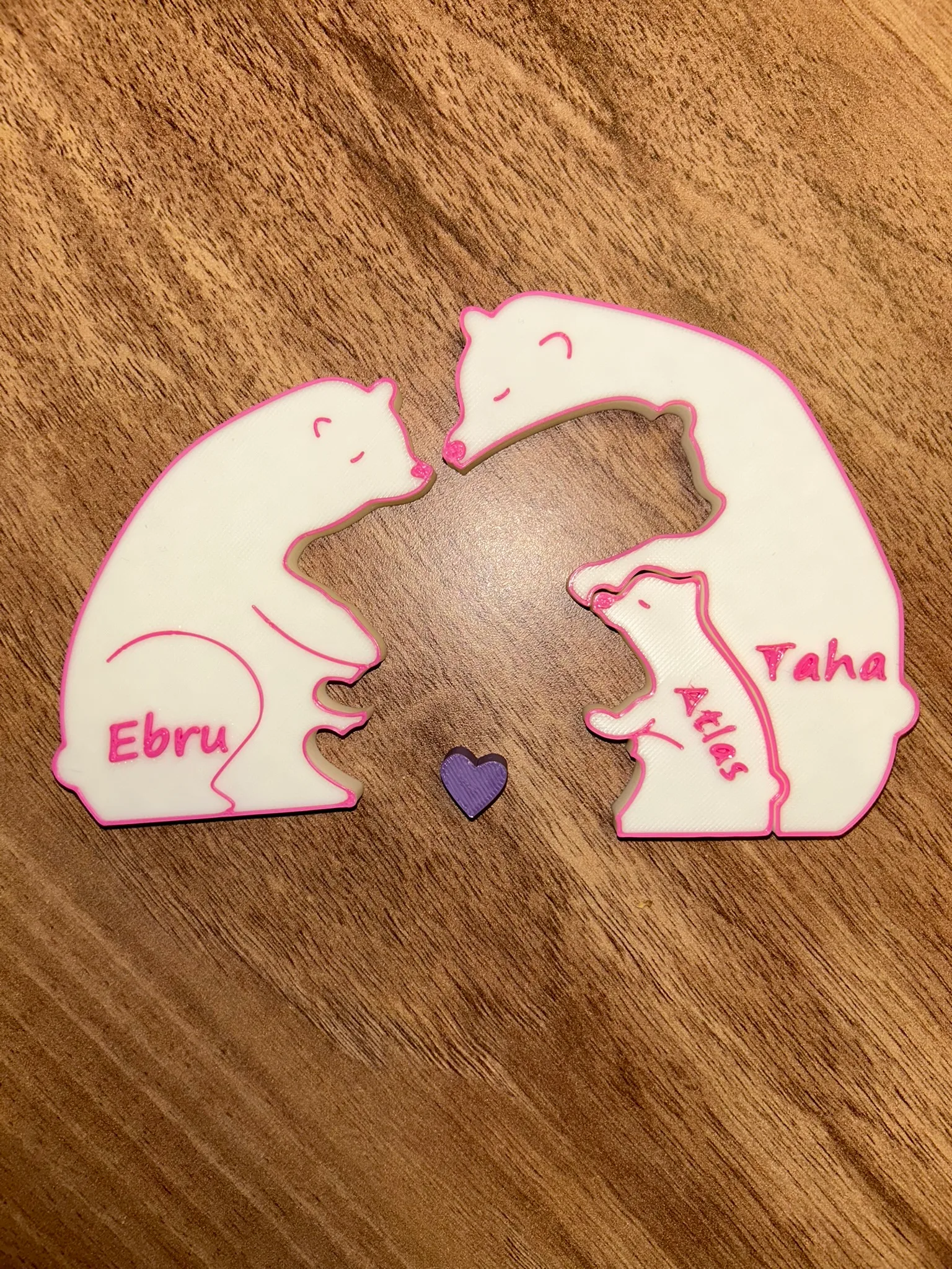 Kişiye Özel Ayıcık Aile Figürü – Anne, Baba, Bebek İsimli 3D Aile Süslemesi | Anneler Günü Hediyesi - Görsel 6