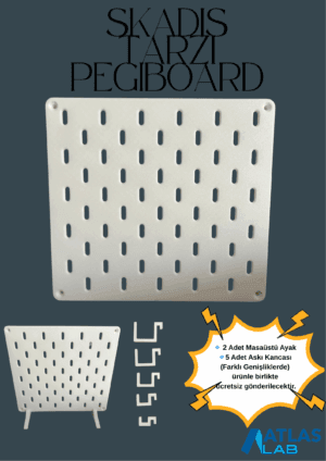 SKADIS Tarzı Pegboard - Modüler Delikli Organizasyon Panosu 22x24 Cm