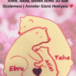 Kişiye Özel Ayıcık Aile Figürü – Anne, Baba, Bebek İsimli 3D Aile Süslemesi | Anneler Günü Hediyesi