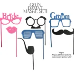 Gelin Damat 3D Baskı Parti Maskesi Seti – Düğün & Nişan Pozları İçin Eğlenceli Aksesuar