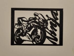 Kawasaki Ninja Motosiklet 3D Duvar Dekoru, PLA Malzeme, Siyah