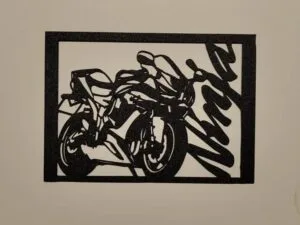 Kawasaki Ninja Motosiklet 3D Duvar Dekoru, PLA Malzeme, Siyah