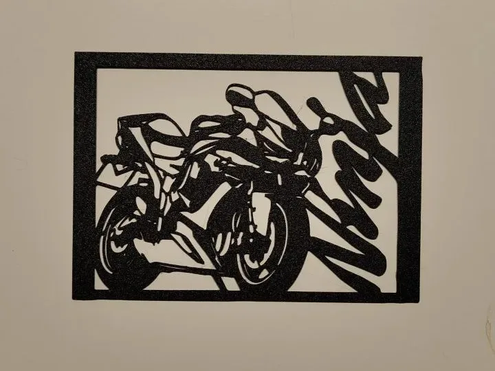 Kawasaki Ninja Motosiklet 3D Duvar Dekoru, PLA Malzeme, Siyah