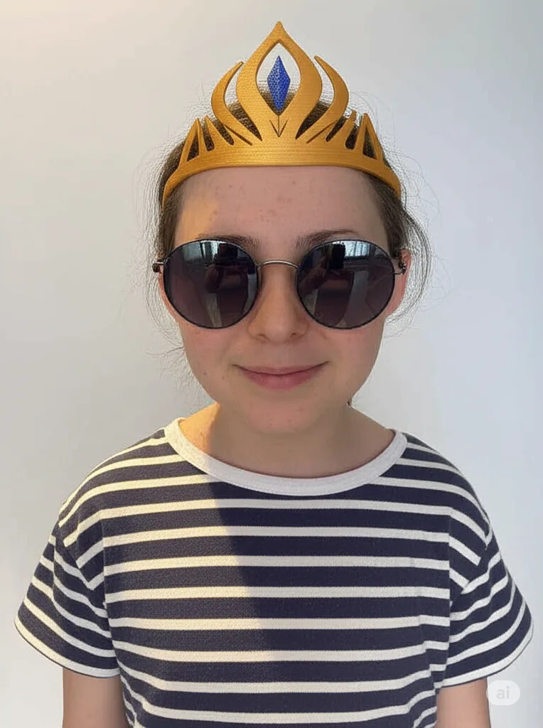 Karlar Ülkesi Elsa Temalı Çocuk Tacı – 3D Baskı Gold Renkli Prenses Tacı – Kostüm Aksesuarı - Görsel 2