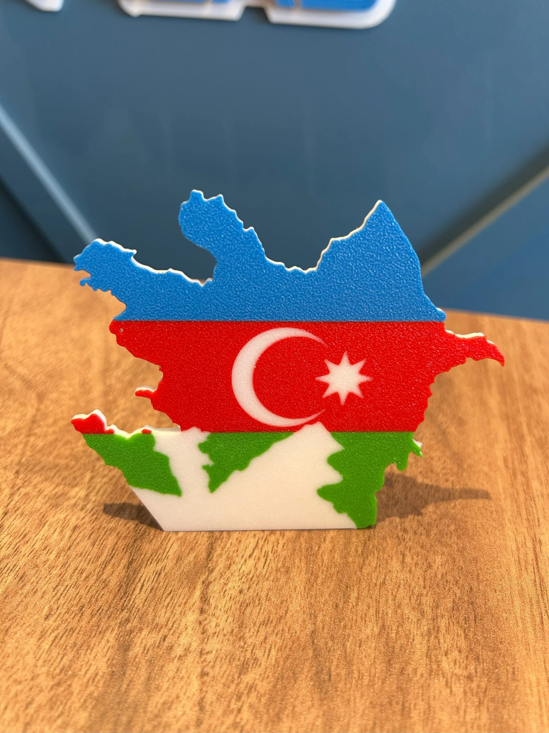 Azerbaycan Haritası Masaüstü Dekor – Bayrak Temalı Tasarım – Anlamlı Hediyelik Obje - 3D Baskı