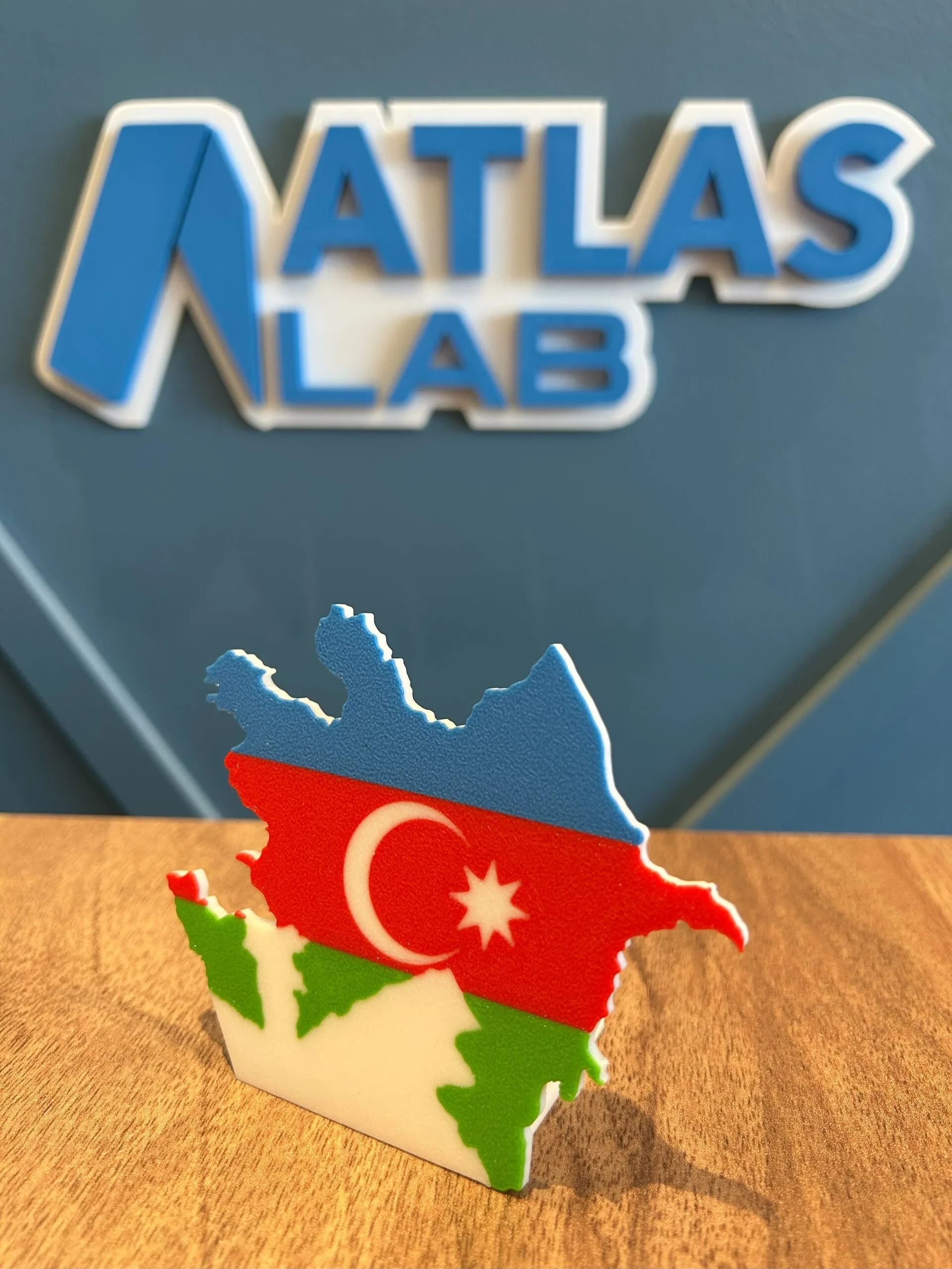 Azerbaycan Haritası Masaüstü Dekor – Bayrak Temalı Tasarım – Anlamlı Hediyelik Obje - 3D Baskı - Görsel 3