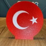3D Yuvarlak Masaüstü Türk Bayrağı Dekoru Şık ve Anlamlı Tasarım