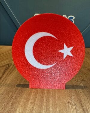 3D Yuvarlak Masaüstü Türk Bayrağı Dekoru Şık ve Anlamlı Tasarım