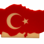 Türkiye Haritası Türk Bayrağı Temalı Masaüstü Dekor – 3D Baskı Kırmızı Beyaz Hediyelik Obje