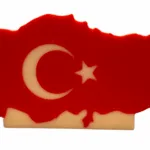 Türkiye Haritası Türk Bayrağı Temalı Masaüstü Dekor – 3D Baskı Kırmızı Beyaz Hediyelik Obje