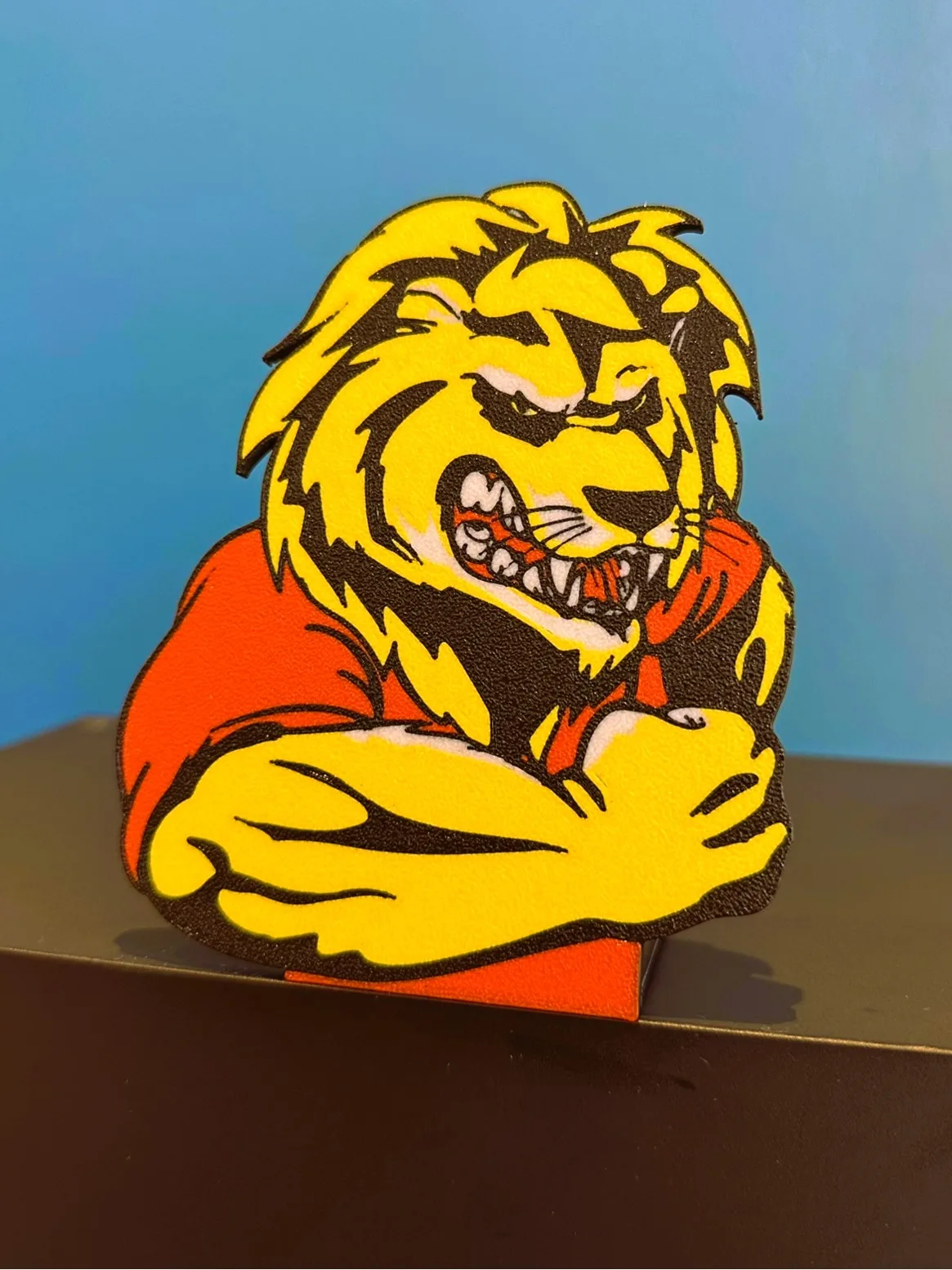 Sarı Kırmızı Aslan Figürü - 3D Baskı Dekoratif Obje - Taraftar Hediyesi - Şampiyonluk - Görsel 5