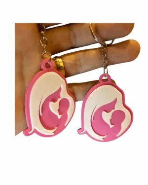 Anne Bebek Anahtarlık - Anneler Günü Hediyesi - 2'li 3D Baskı Anahtarlık - Zarif Pembe Tasarım - Duygusal Hediyelik