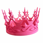 Prenses ve Kraliçe Tacı – Pembe - 3D Baskı Kostüm Aksesuarı – Doğum Günü Tacı (14 cm Çaplı)