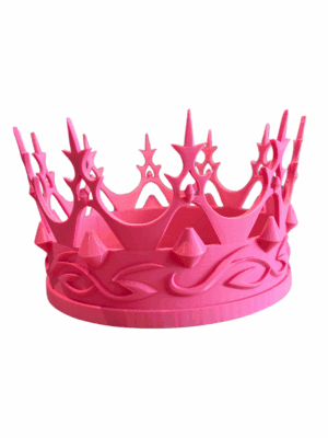 Prenses ve Kraliçe Tacı – Pembe - 3D Baskı Kostüm Aksesuarı – Doğum Günü Tacı (14 cm Çaplı)