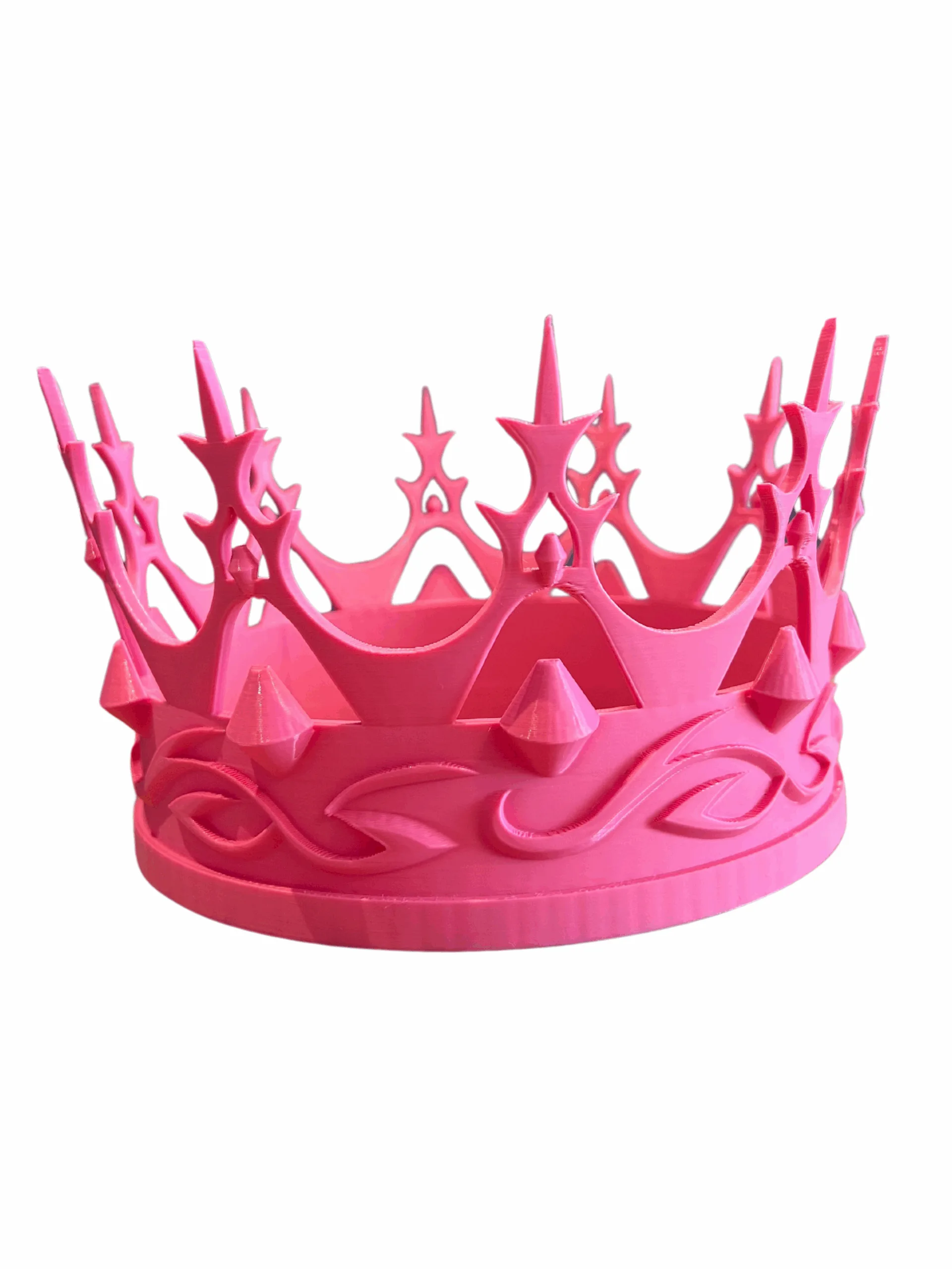 Prenses ve Kraliçe Tacı – Pembe - 3D Baskı Kostüm Aksesuarı – Doğum Günü Tacı (14 cm Çaplı)