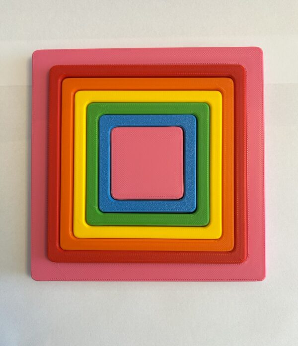 Renkli karelerden oluşan Montessori geometrik şekil bulmaca seti, çocuklar için eğitici 3D baskı puzzle eğitici oyuncak.